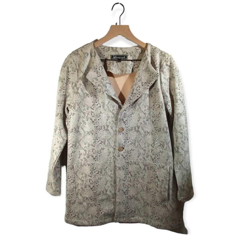 LORAMENDI Faux Snakeskin Long Duster Jacket Size Small